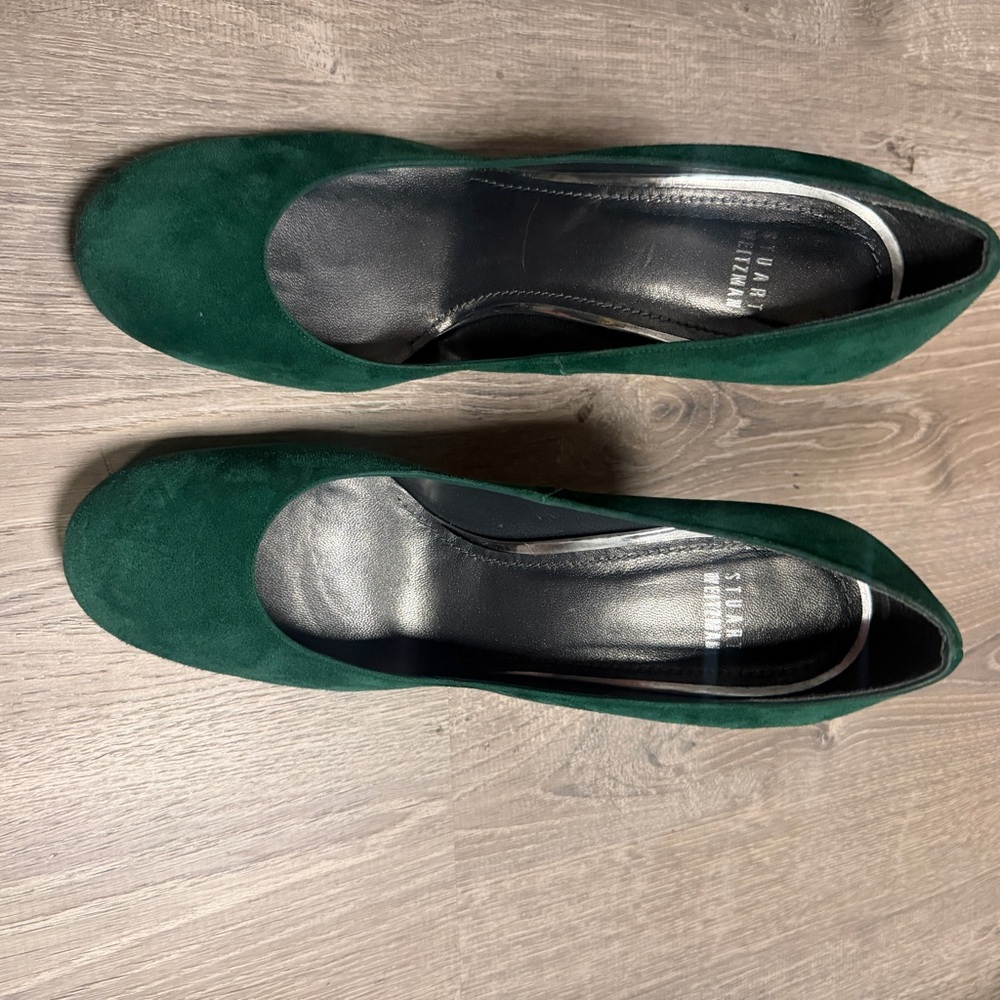 Stuart Weitzman Forest Green Suede Heels